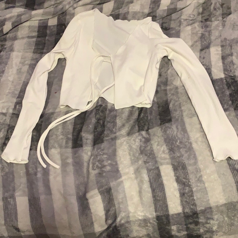 SHEIN, S, White Halter & Tie Front Tops